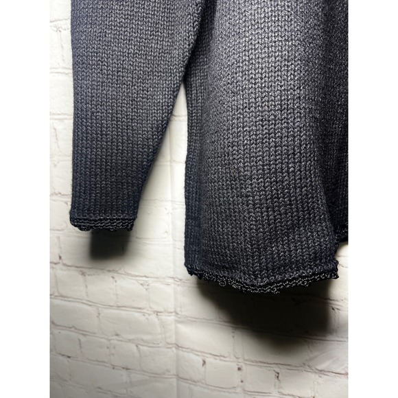 Vintage 90's Fashion Elements Black Floral Embroidered Long Sleeve Sweater Sz LG - Picture 3 of 6